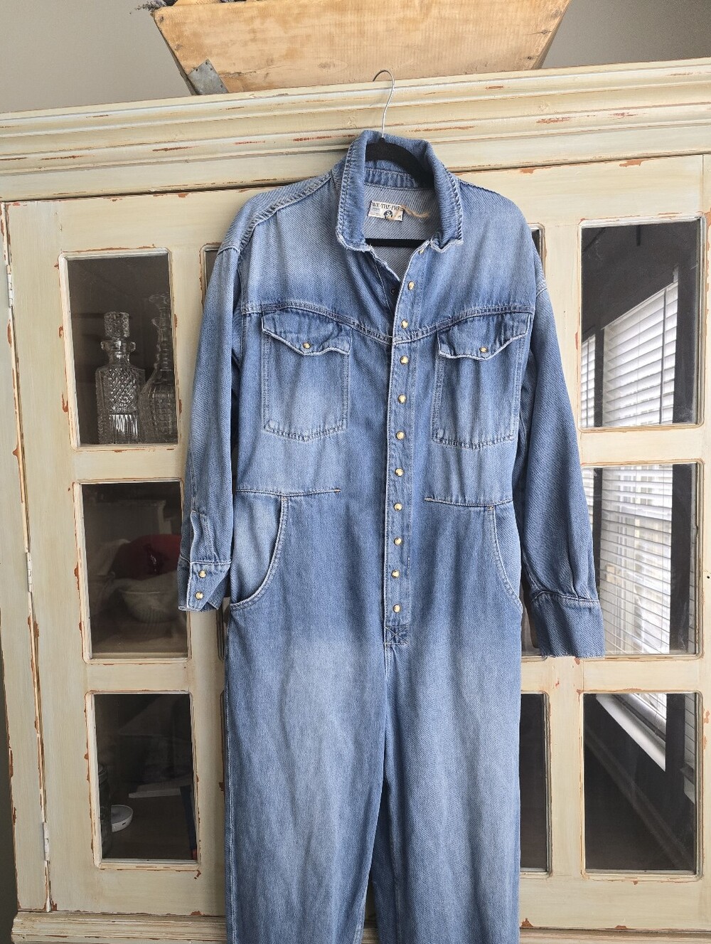 Free People x Care FP Townes Jumpsuit High Noon Denim Long Sleeve M - Picture 4 of 7